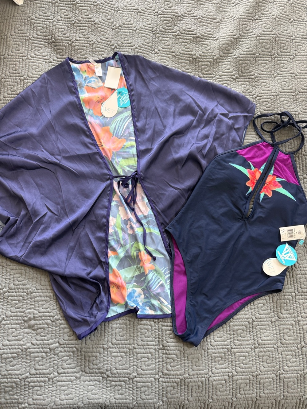 WET Swimwear Delilah Embroidered Halter Swimsuit and Matching Swim Cover-up